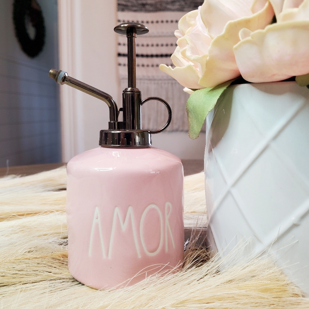 Rae Dunn Artisan Collection Pink Ceramic 'Amor' Plant Mister